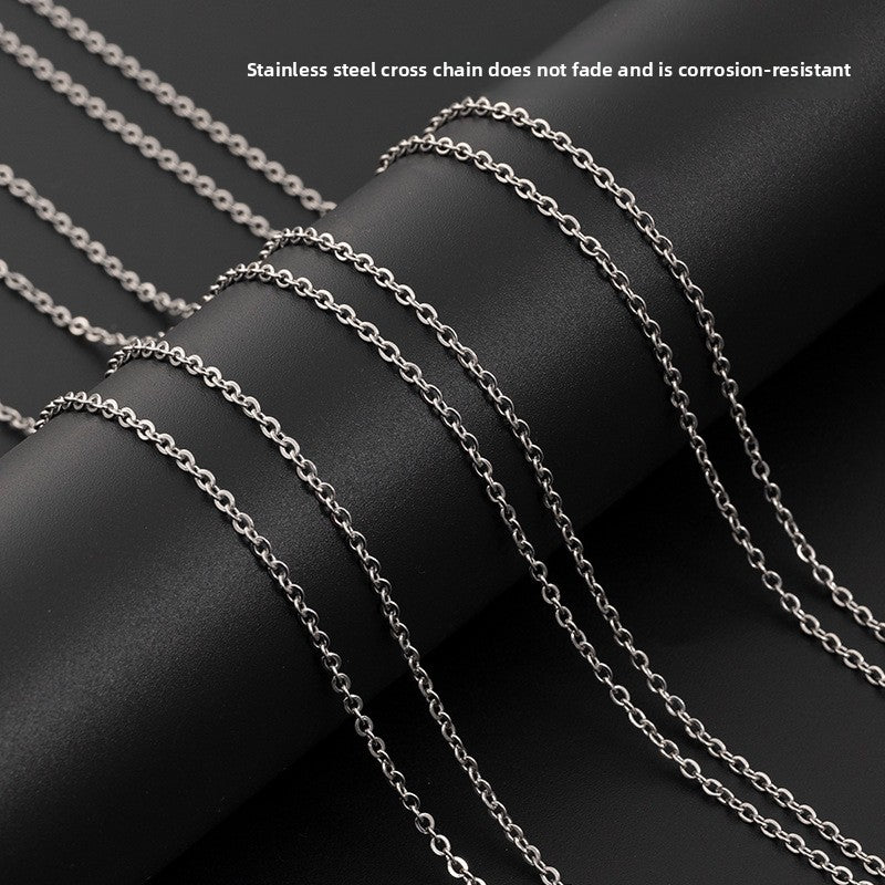 Stainless Steel Letter Necklace with Diamond Pendant