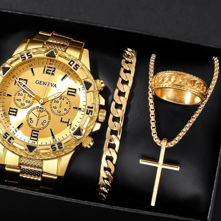 Men's Chronograph Quartz Watch with Steel Band