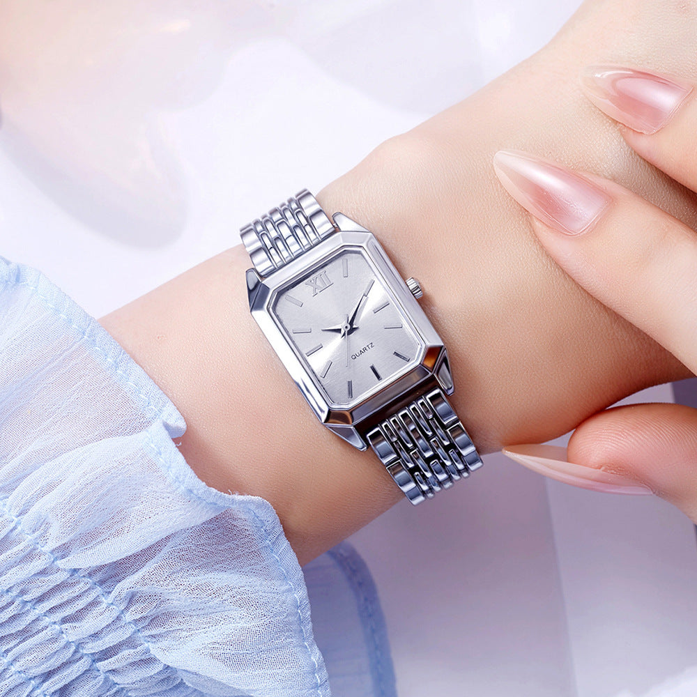 Women's Fashion Square Quartz Watch Stainless Steel Band