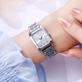 Women's Fashion Square Quartz Watch Stainless Steel Band