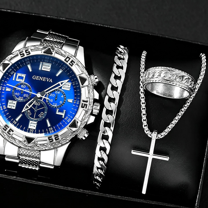 Men's Chronograph Quartz Watch with Steel Band