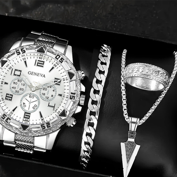 Men's Chronograph Quartz Watch with Steel Band