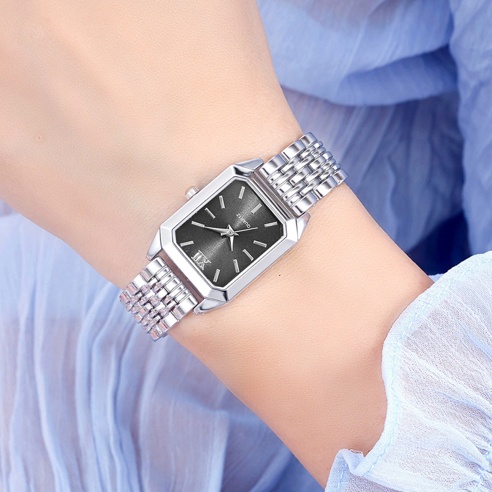 Women's Fashion Square Quartz Watch Stainless Steel Band