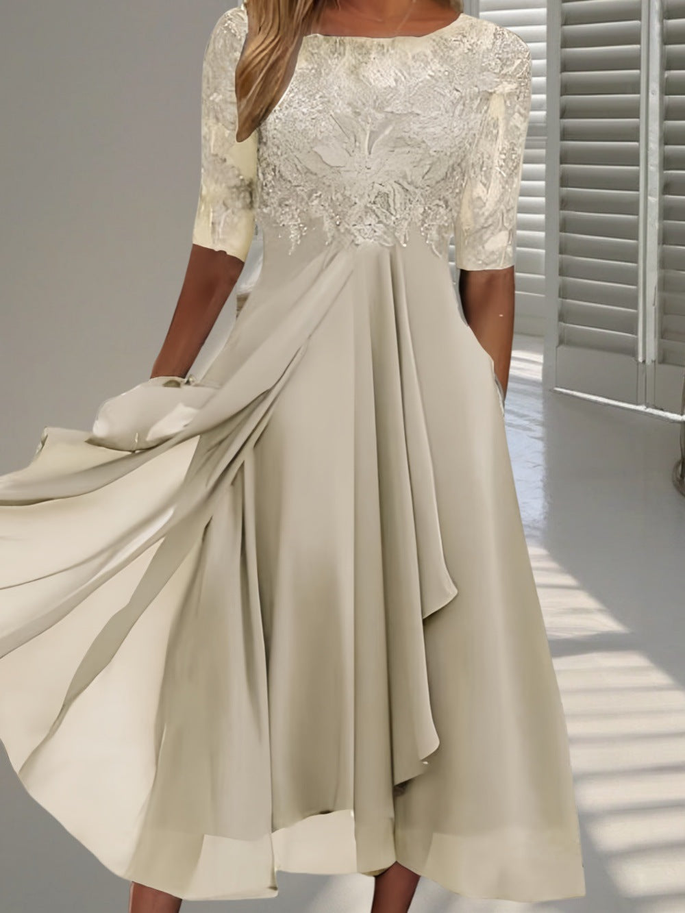 Elegant Chiffon Lace Evening Dress
