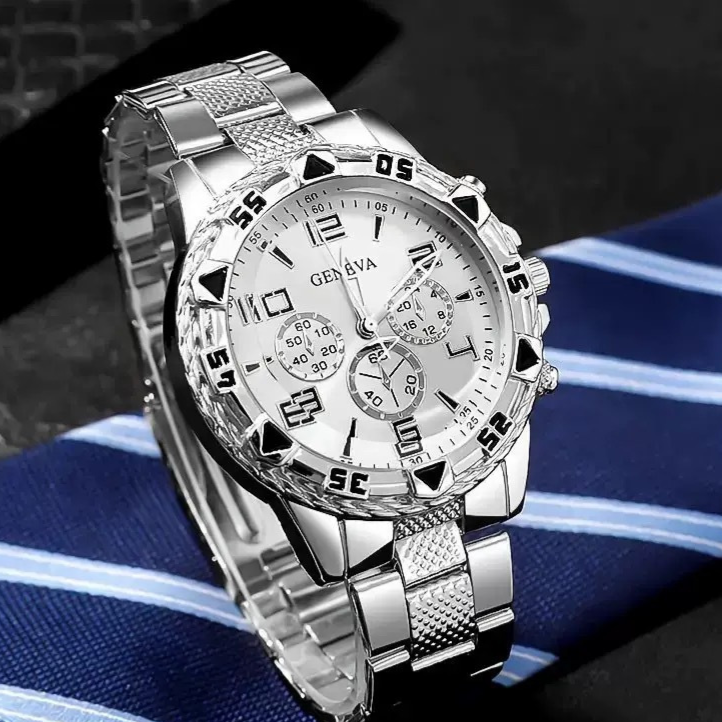 Men's Chronograph Quartz Watch with Steel Band