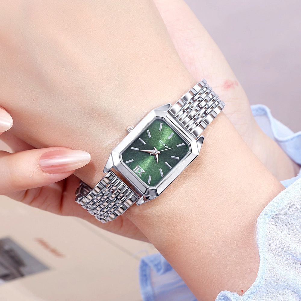 Women's Fashion Square Quartz Watch Stainless Steel Band