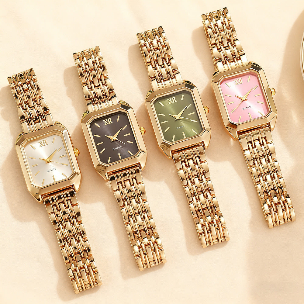 Women's Fashion Square Quartz Watch Stainless Steel Band