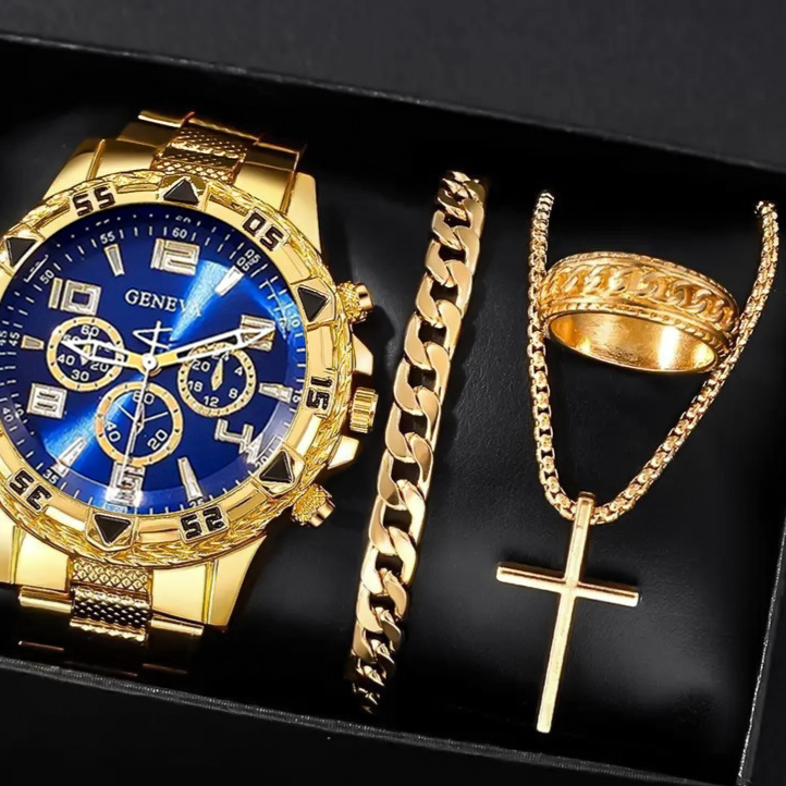 Men's Chronograph Quartz Watch with Steel Band