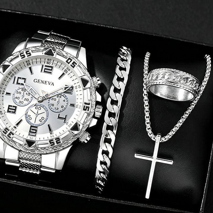 Men's Chronograph Quartz Watch with Steel Band