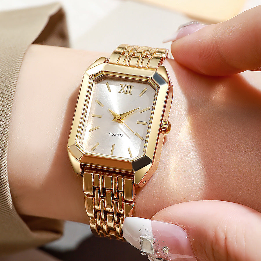 Women's Fashion Square Quartz Watch Stainless Steel Band