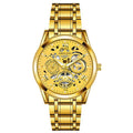 Hollow Calendar Mens Watch Stainless Steel Band