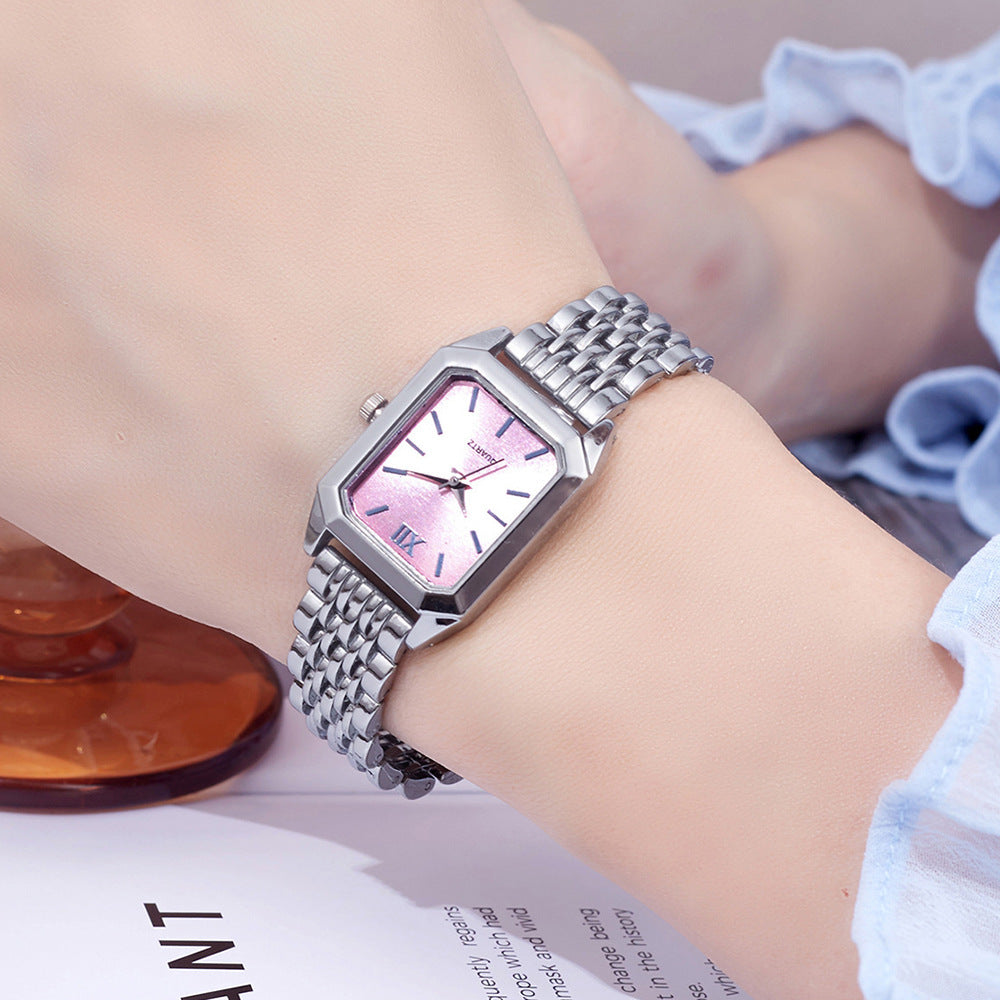 Women's Fashion Square Quartz Watch Stainless Steel Band