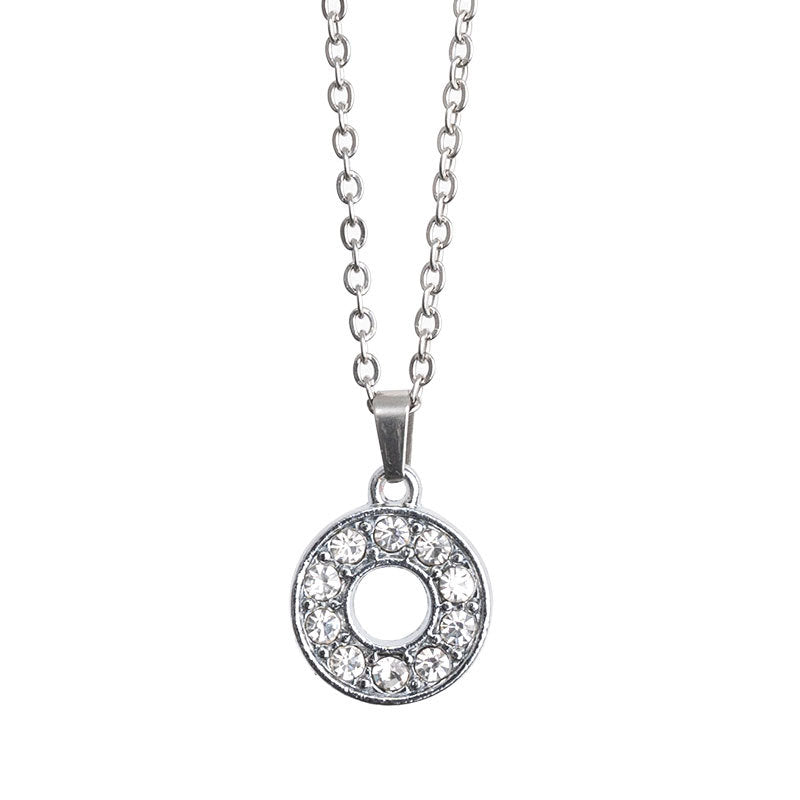 Stainless Steel Letter Necklace with Diamond Pendant