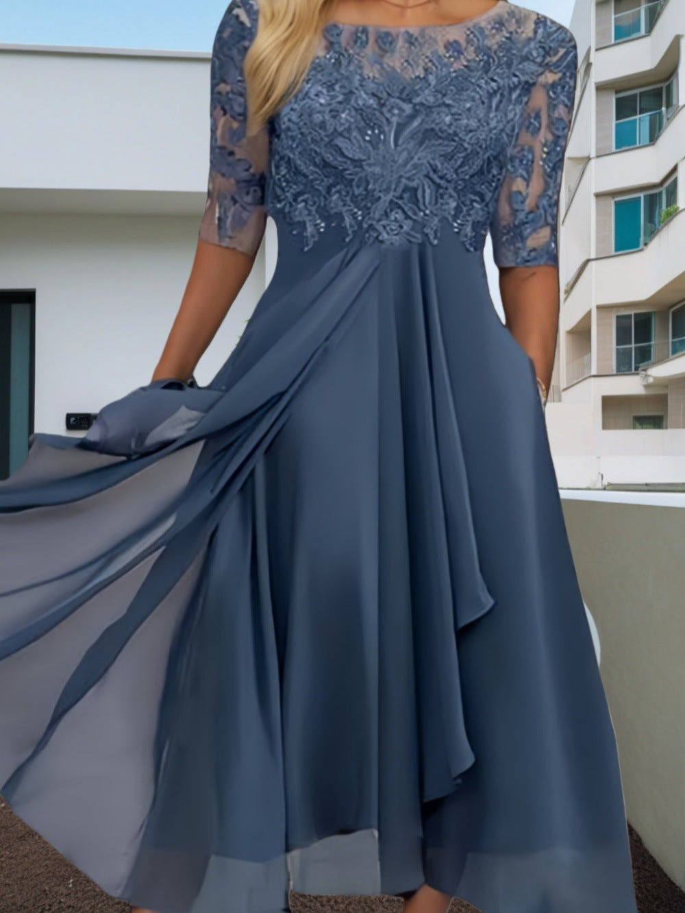 Elegant Chiffon Lace Evening Dress