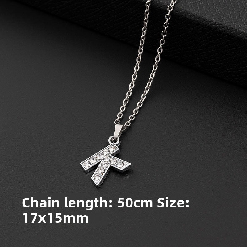 Stainless Steel Letter Necklace with Diamond Pendant