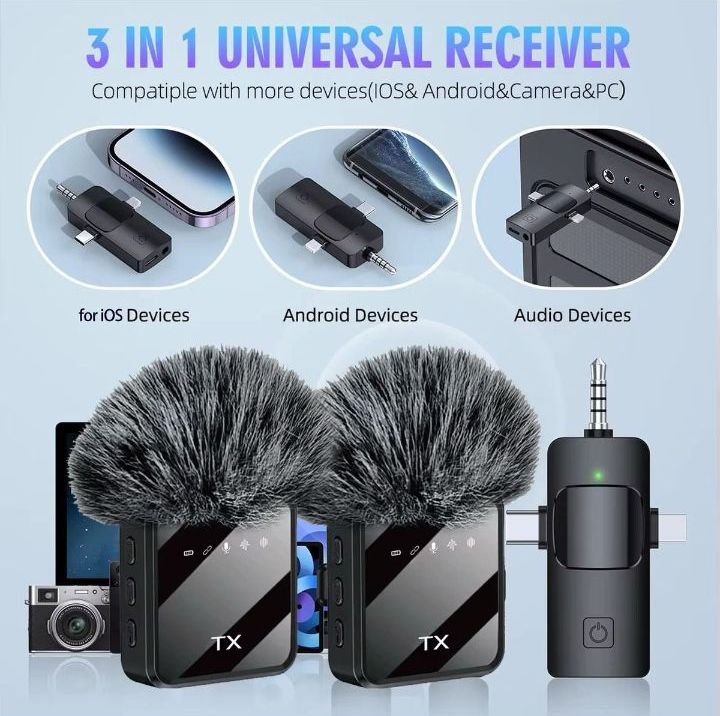 Dual Wireless Lavalier Microphones (GC) — For iPhone, Camera & Android Devices