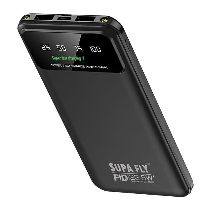 Supa Fly 10 000 mAh Fast Charge Powerbank | 22.5 W Dual Device | Black